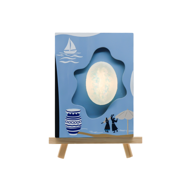 Ocean Wind Turing Coffee Bean Relief Träkonstlampa-Light of Love Sea
