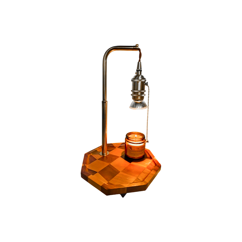 Retro Ljusvärmare Lampa Med Mässing Och Trä - Gilded Dawn